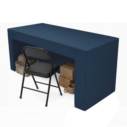 6 ft Fitted Polyester Table Cover with Skirt for Conferences and Trade Shows - Navy