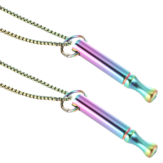 2Pcs Mindfulness Breathing Necklace Stainless Steel Breathe Pendant Meditation Tool Mixed Color