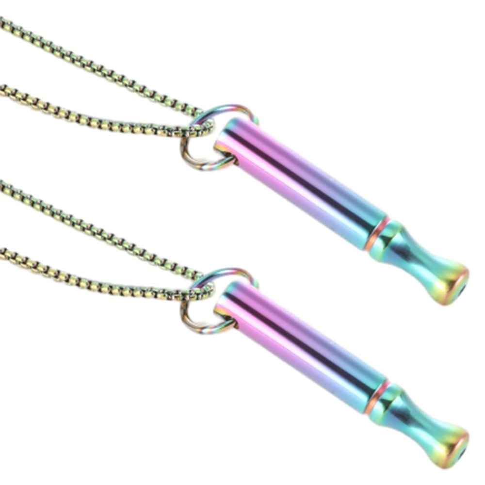 2Pcs Mindfulness Breathing Necklace Stainless Steel Breathe Pendant Meditation Tool Mixed Color