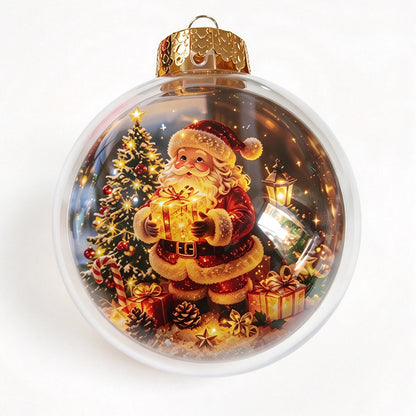 2 X Christmas Bauble Acrylic Printed Hanging Ornament for Xmas Tree - 8cm Santa
