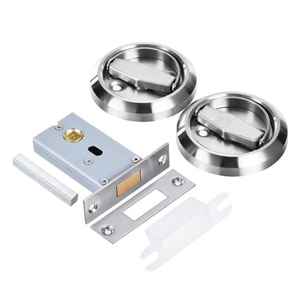 Hidden Door Lock Invisible Latch Double Sided Privacy Lock for Bedroom Bathroom Stainless Steel-Silver