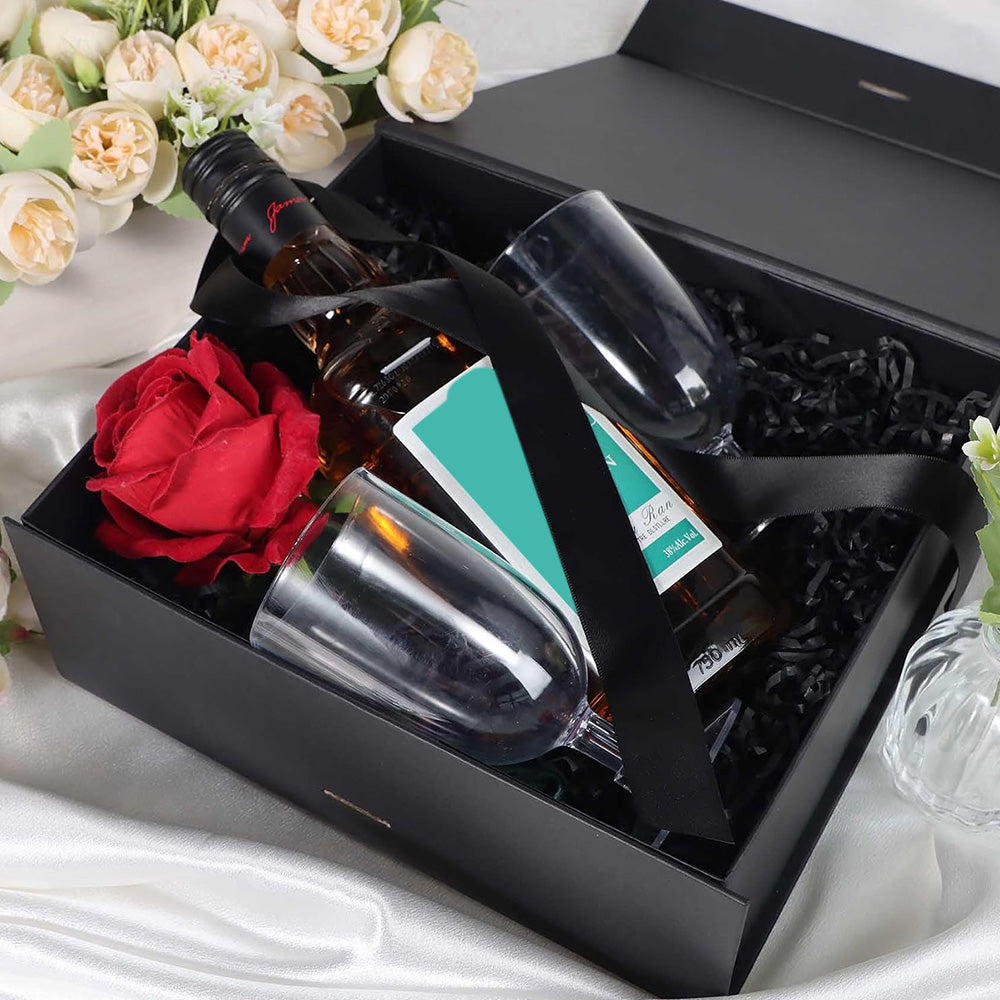 Black Easy Attached Gift Boxes Set of 3 Gift Boxes with Satin Ribbon