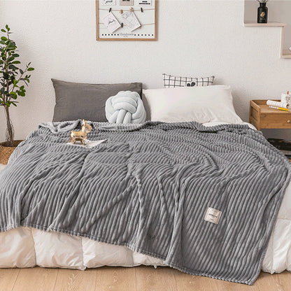 Solid Soft Stripe Pattern Throw Blanket Nap Blanket Sofa Bedding Blanket for All Season Gray