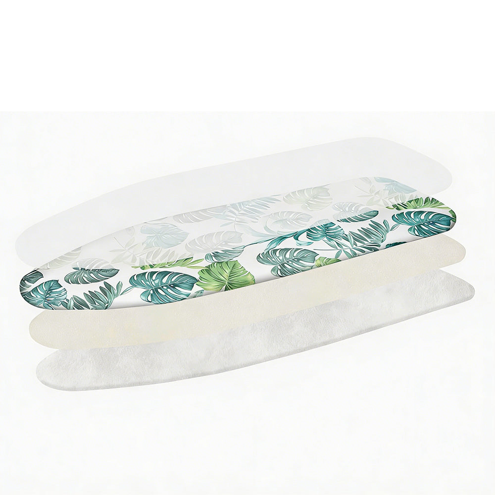 Heat Retaining Felt Ironing Board Cover Easy Fitted Elastic Edge-Leaves