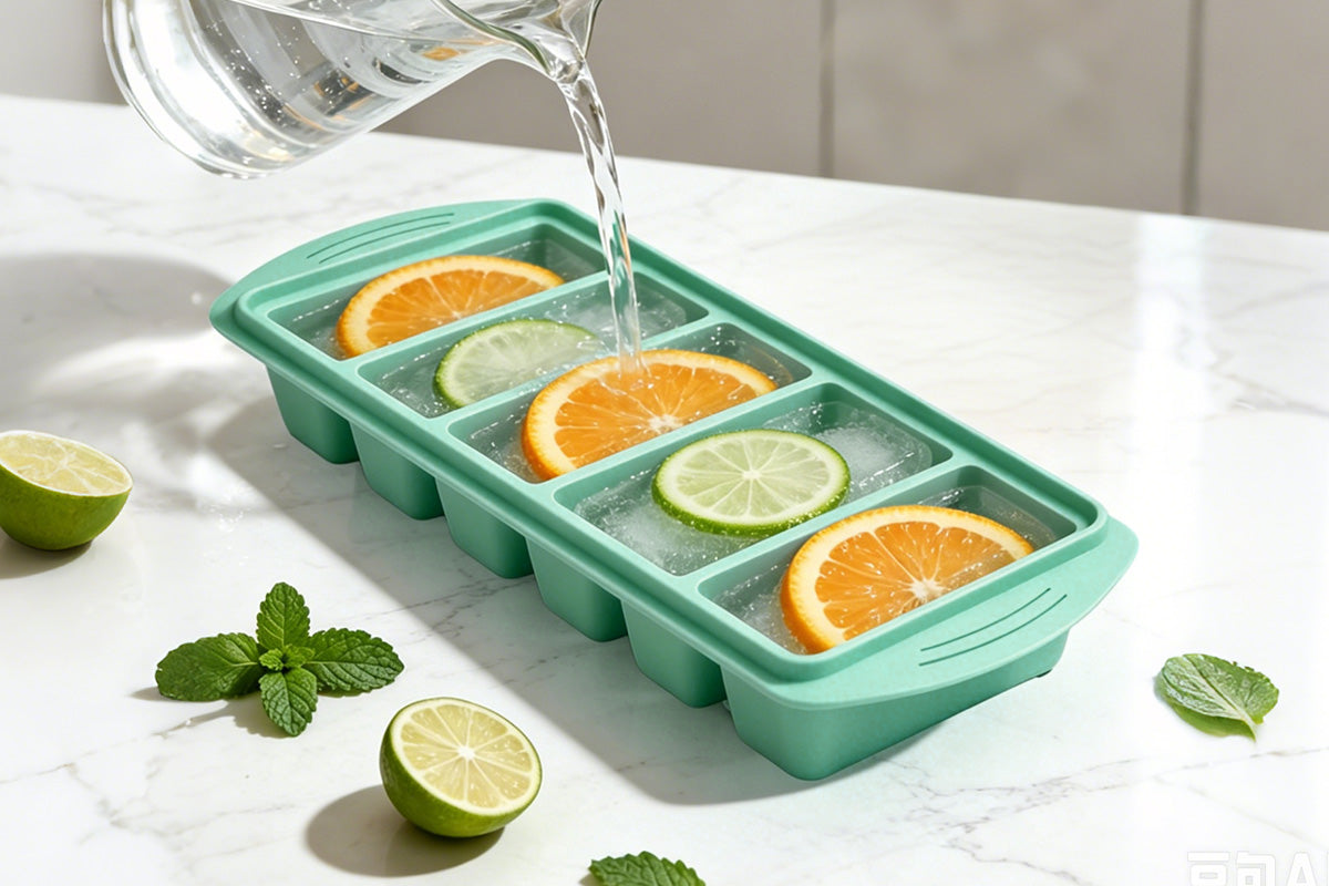 3 Pack Silicone Freezer Trays with Lids - Green