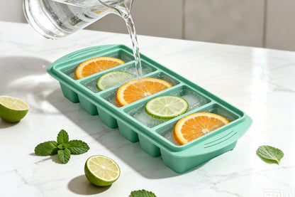 3 Pack Silicone Freezer Trays with Lids - Green