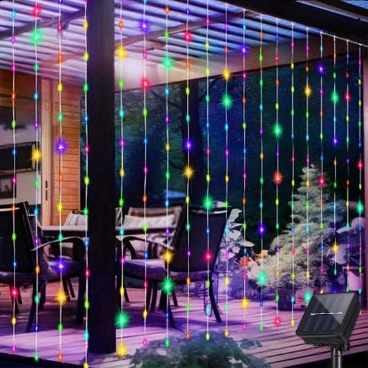 Solar Fairy Curtain Lights ¨C Christmas Hanging String Lights for Window Backdrop Multicolor