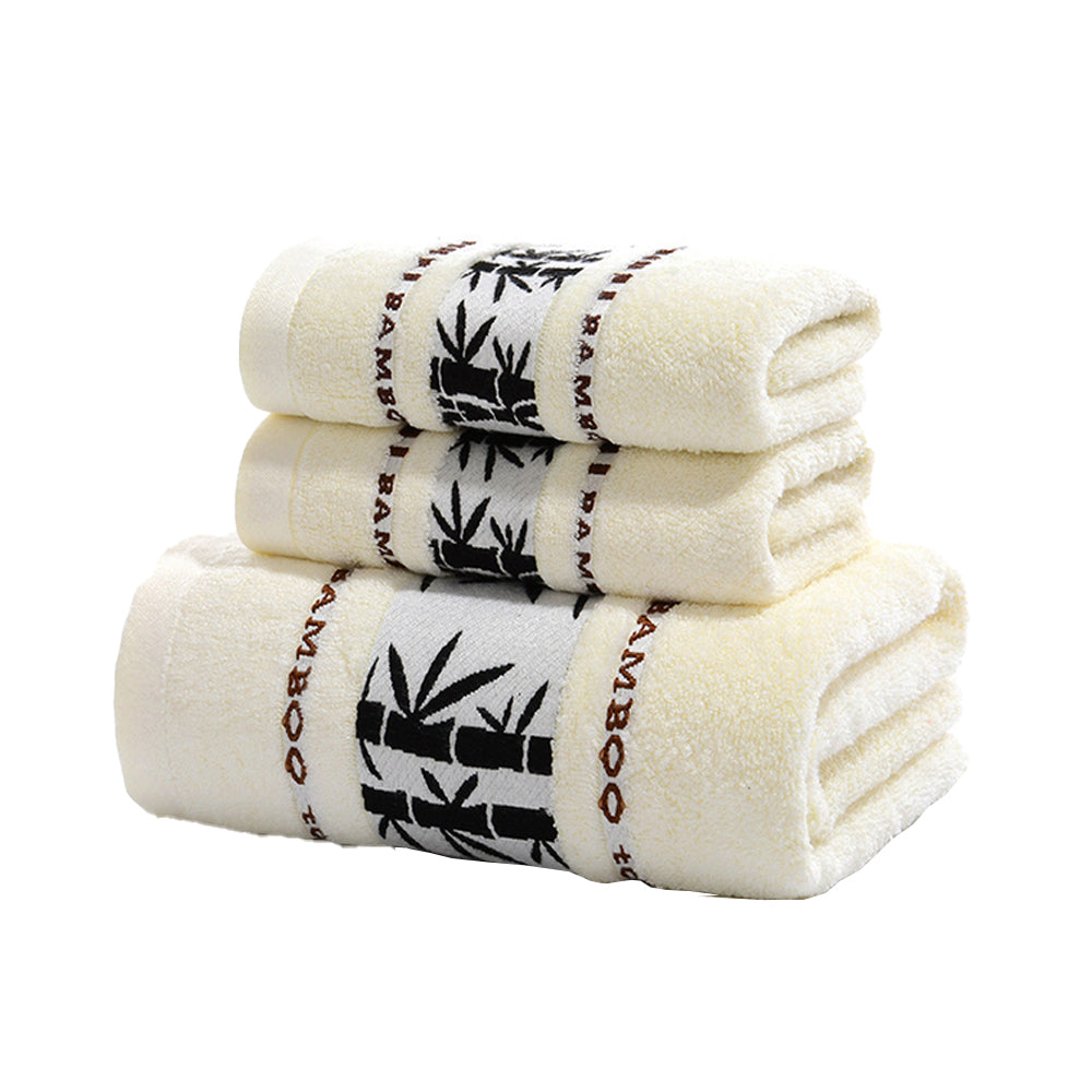 Set of 3Pcs Quick Absorbent Towels Soft Bamboo Fiber Home Bath Towel Washcloth Hand Towels White