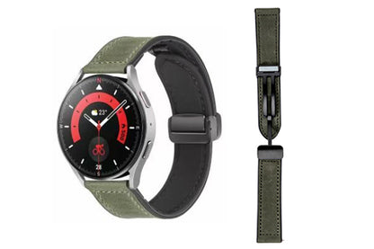 Attractive Leather Watch Band Genuine Leather Strap For Samsung Huawe-Dark Green