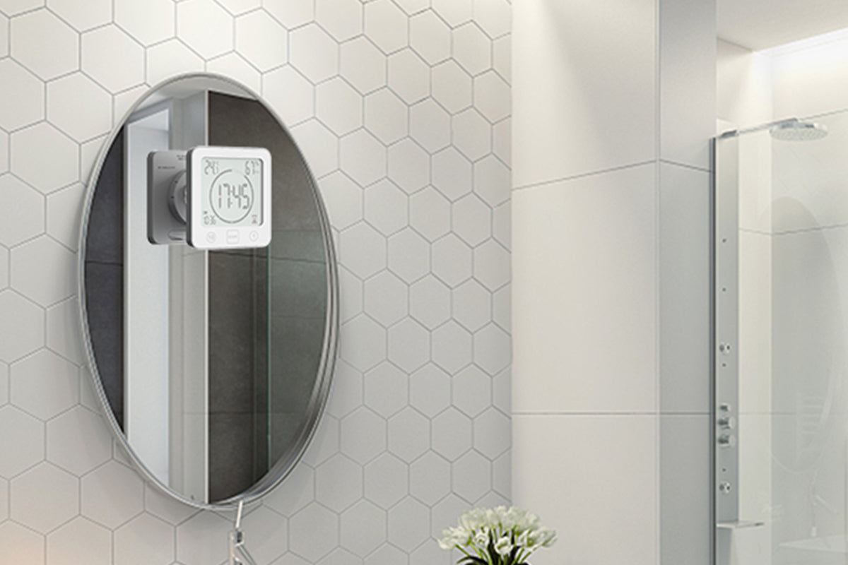 Water-Resistant Digital Bathroom Shower Clock Timer - White