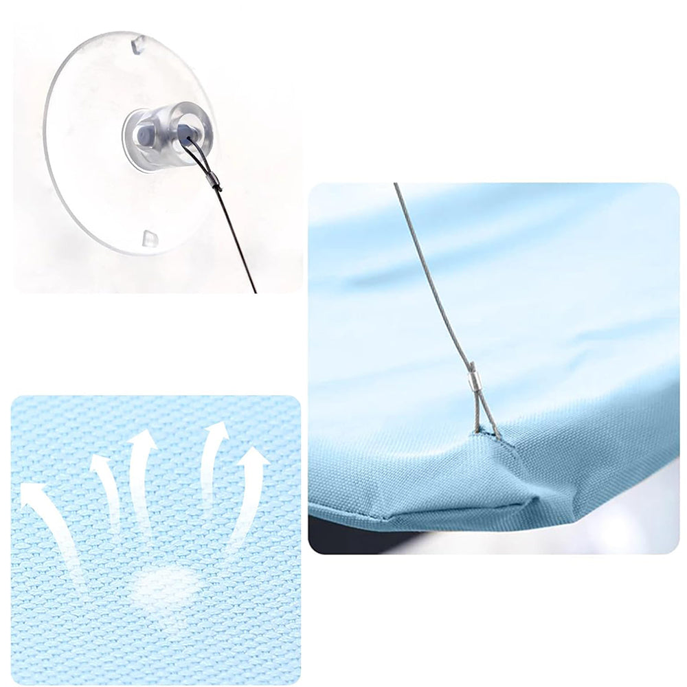 Strong Suction Cup Cat Window Hammock Breathable Mesh Cat Bed for Glass Window-Blue