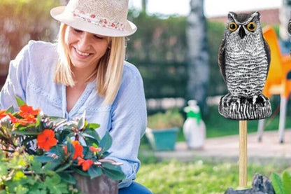 Large Fake Owl Decoy to Scare Birds Away Garden Bird Deterrents for Outside -Red