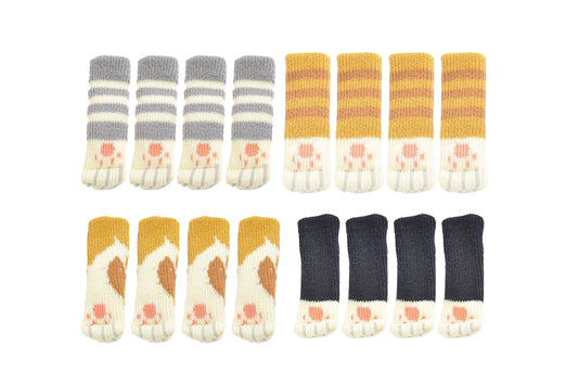 16 PCS Cute Cat Paw Furniture Leg Socks Chair Leg Floor Protectors Chair Leg Covers