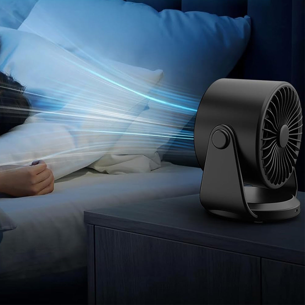 Quiet Table Fans Wall-Mounted Digital Display Rechargeable Fan for Home Office Kitchen Travel Camping Black