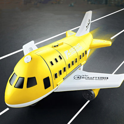 Kids Transformable Airplane Transport Playset Transformable Storage Plane Toy-Yellow