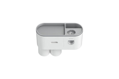 Wall Mounted Toothbrush Holder for Bathroom Automatic Toothpaste Dispenser Kit-Gray