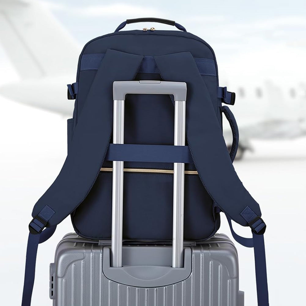 4Pcs Set Travel Luggage Bags 40L Backpack fits 17 inch Laptop with 3 Packing Cubes Navy