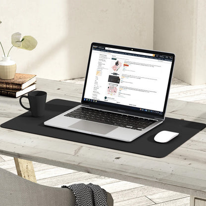 Large PU Leather Desk Mat Waterproof Non Slip Mouse Pad for Office Home-Black