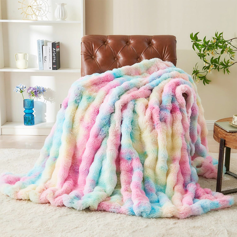 Bubble Tie Dye Throw Blanket Soft Cozy Microfiber Lightweight Warm for Couch-Mixed