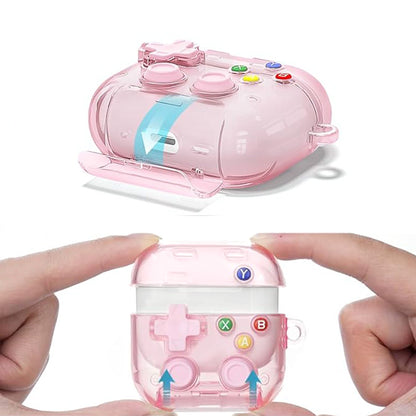 Case Cover with Lock Button and Phone Stand Protective Case for AirPods 4-Pink