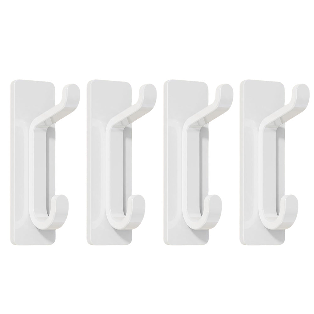 4 Piece Stainless Steel Double Adhesive Hooks - White