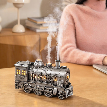 Ultrasonic Train Aromatherapy Diffuser 300ml Desktop Humidifier - Silver
