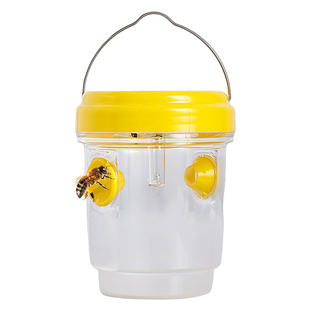 2 Pack Solar Powered Wasp Traps Outdoor Hanging Carpenter Bee Catchers Yellow