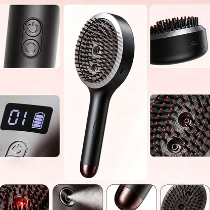 3 in 1 Electric Spray Hair Comb with Mist Function-Black