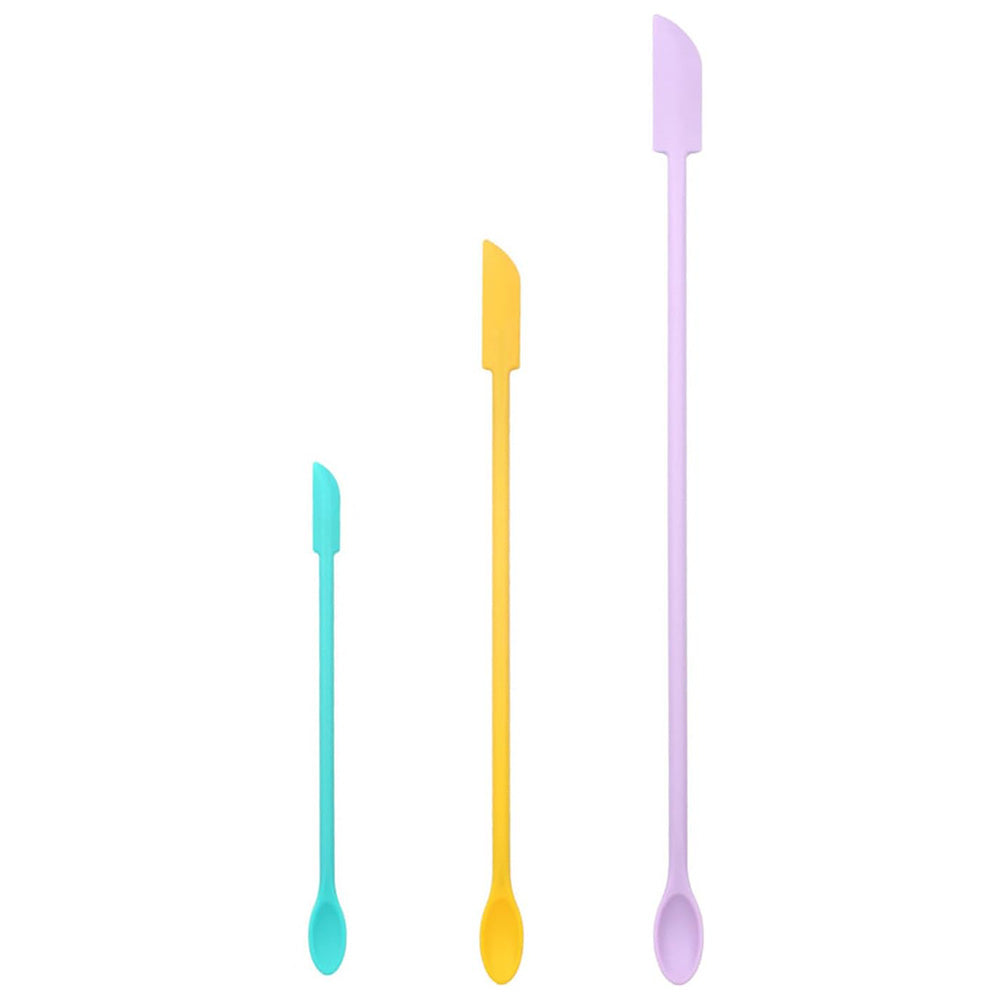 3Pcs Set Mini Silicone Spatula Reusable Cosmetics Splatula Jar Scrapers Mixcolor