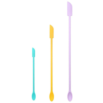 3Pcs Set Mini Silicone Spatula Reusable Cosmetics Splatula Jar Scrapers Mixcolor