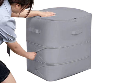 2Pcs 3 Layer Ultra Space Saving Self Compression Organizer Heavy Duty Moving Storage Bag-Beige