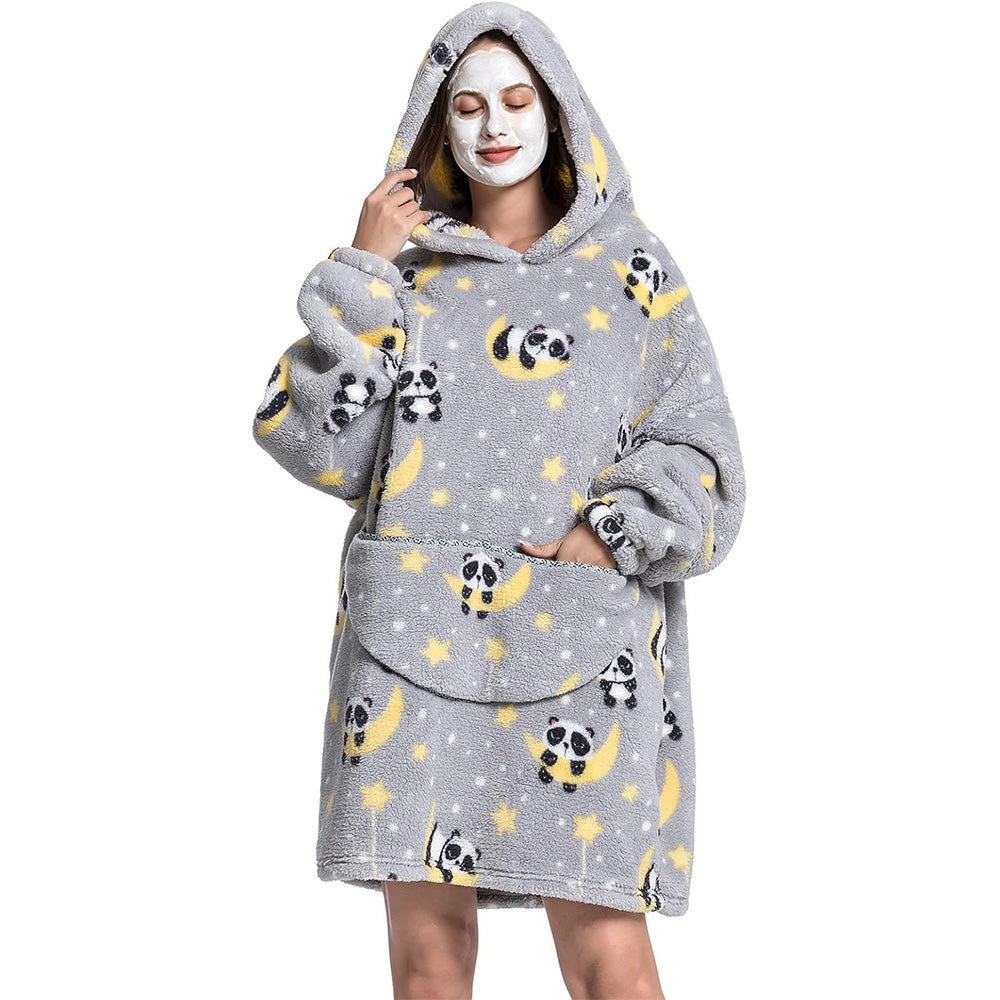 Hooded Blanket Hoodie Ultra Plush Comfy Sweatshirt Fleece-Panda