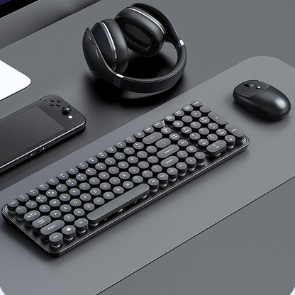 2.4GHz Wireless Keyboard And Mouse Combo With Round Key Caps-Black