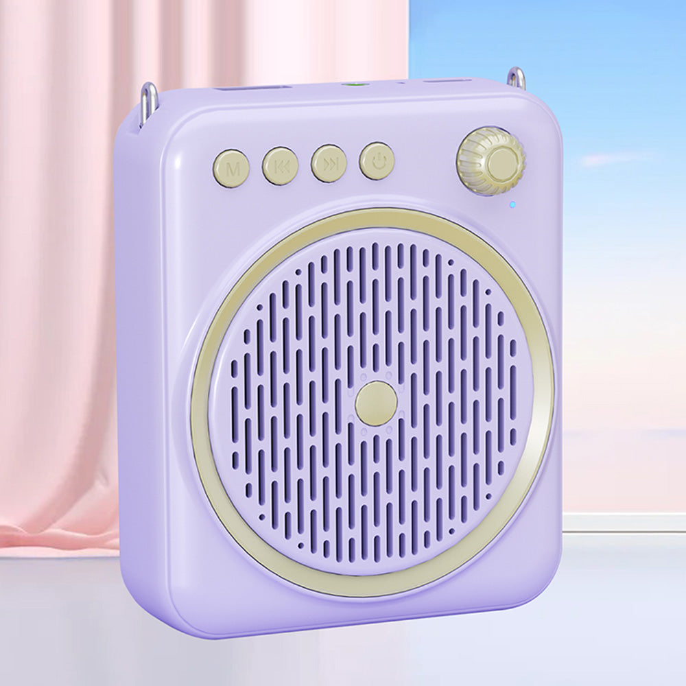Portable Bluetooth Voice Amplifier Rechargeable Speaker with Wired Microphone Purple