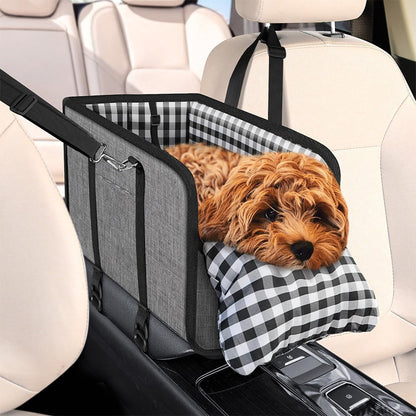Oxford Fabric Center Console Pet Vehicle Seat Carrier- Grey