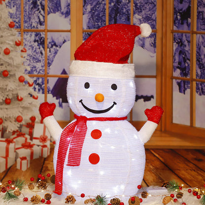 Telescopic Christmas Yard Signs with Stakes Lighted Xmas Signs Indoor Outdoor Decor Snowman Style