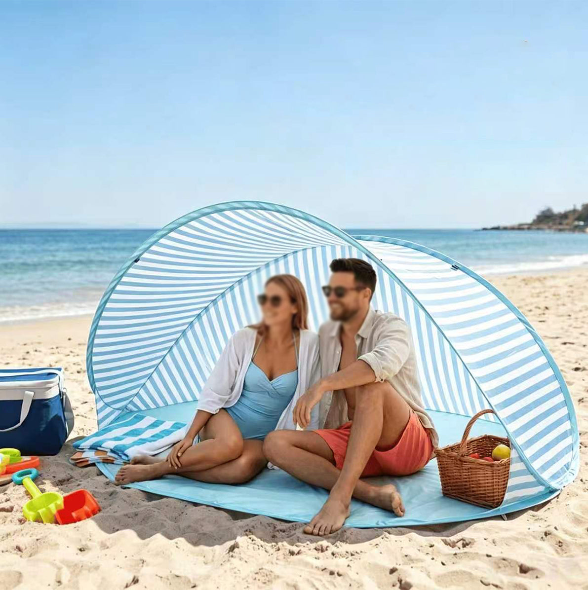 Pop Up Beach Sun Shade Tent for 1 to 2 People - Blue