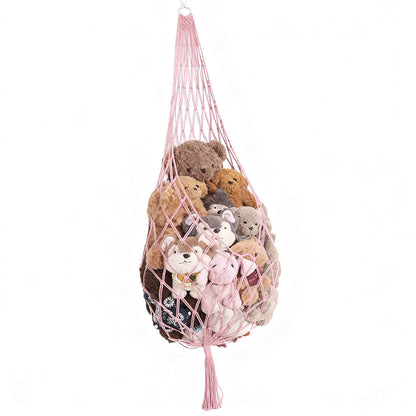 Stuffed Animal Storage Organizer Hammock Hanging Plush Toy Holder Pink