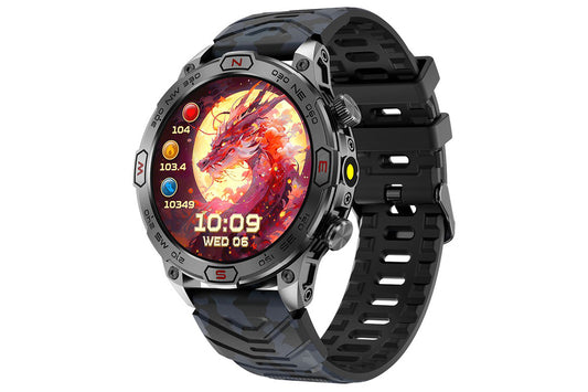 Smart Watch 1.43-Inch Fitness Watch with All Day Heart Rate Sleep Monitor Blood Oxygen Flashlight AI Voice Activity Tracker-Orange camouflage