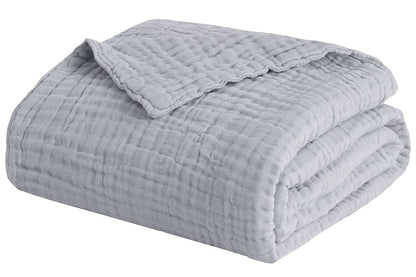 Cotton Muslin Blanket Breathable Soft Muslin Throw Blanket for Adults -Light Grey