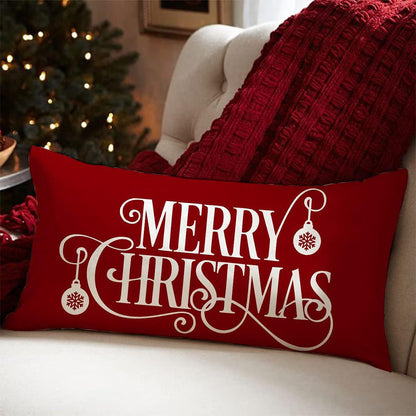 Merry Christmas Throw Pillowcase Rectangle Lumbar Cushion Cover for Winter Holidays Style 3