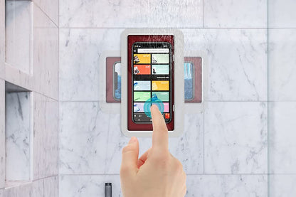2Pcs Bathroom Waterproof Anti-Fog Wall Mount Shower Phone Storage Case-Red