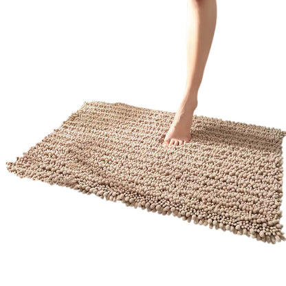 Chenille Fabric Bathroom Rugs Mat With Non Slip Rubber Backing Home Decor Accessories-Camel