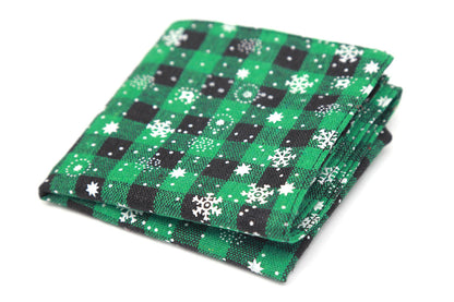 2Pcs Snowflakes Christmas Dog Bandana Buffalo Plaid Pet Scarf Dog Triangle Bandana-Wine red check snowflake and Green check snowflake