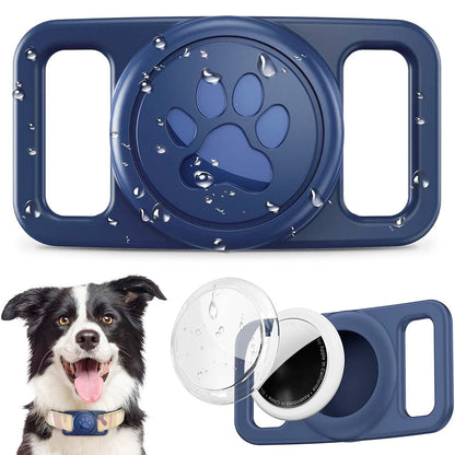2PCS Waterproof Silicone Dog Collar Holder for Apple AirTag Blue