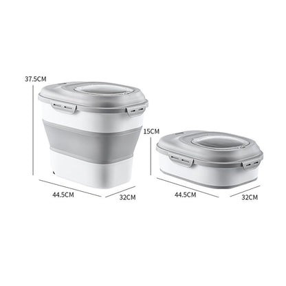 Collapsible Pet Food Storage Container Dog Cat Dry Food Container with Lid Grey