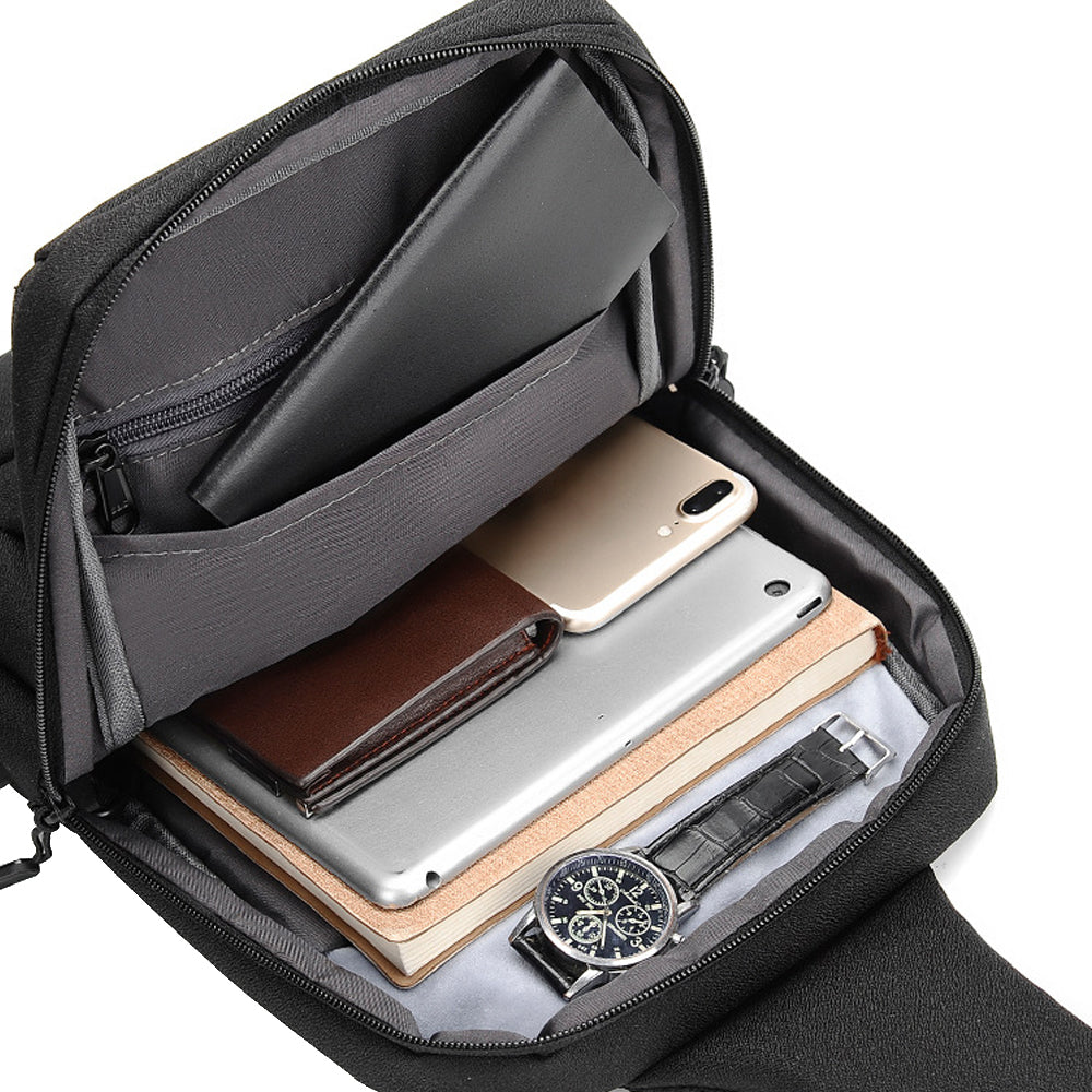 Chest Bag Messenger Bag Sling Bag Crossbody Shoulder Bag Travel Work Satchel Bag Black