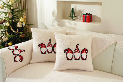 Christmas Sherpa Fleece Slipcover Protector Sofa Throw Cover Soft Thick Cozy Sofa Throw-Beige