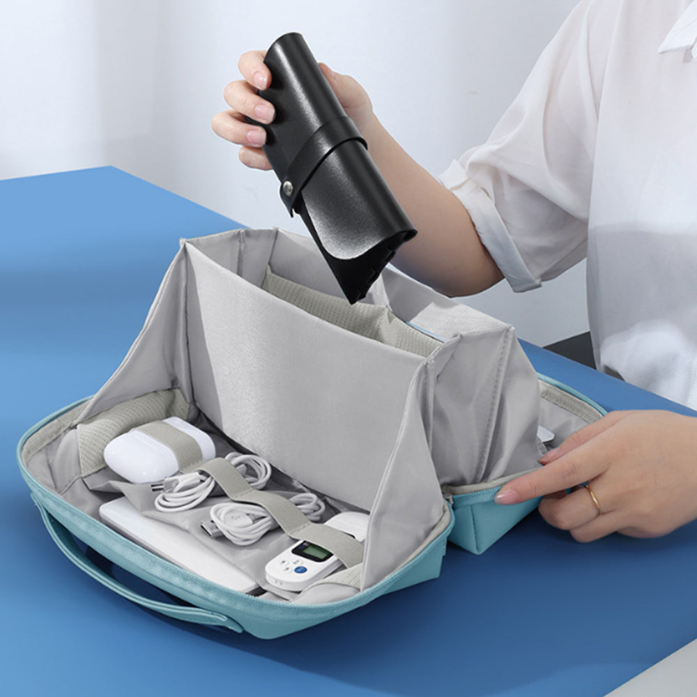 Travel Gadget Bag Organizer Small Electronics Organizer Pouch for Cables Cords Chargers Blue