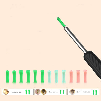 Visual WiFi Ear Wax Remover Wireless Ear Scoop with Camera Ear Cleaning Removal Pick Tool with Base Black